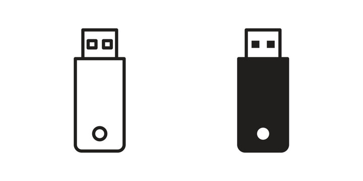 usb drive icon symbol. Vector outline drawing. Editable stroke.
