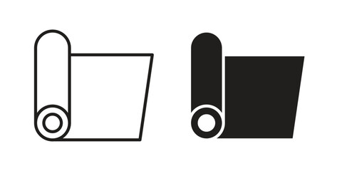Yoga mat icon symbol. Vector outline drawing. Editable stroke. © Haris