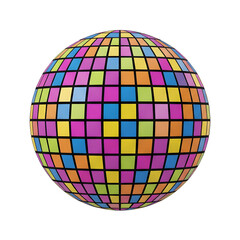 Obraz premium Colorful disco ball with square facets on white background