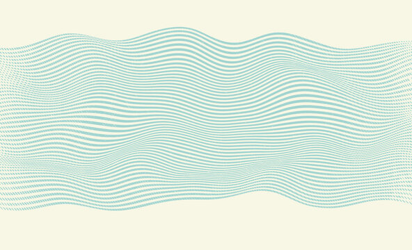 Light blue wavy parallel lines flow retro background with subtle distressed texture. Vector curved stripe pattern contours, soft monochrome line art.