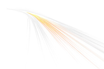 Transparent png of dynamic gold and white light streaks overlay with glowing digital energy effect and futuristic motion blur element for modern technology backgrounds speed neon line trail movement © Anna Nasiedkina
