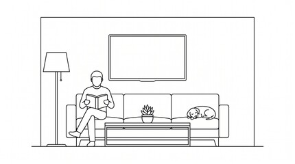 Fototapeta premium Person drawing line art on whiteboard in office or classroom setting minimalist style
