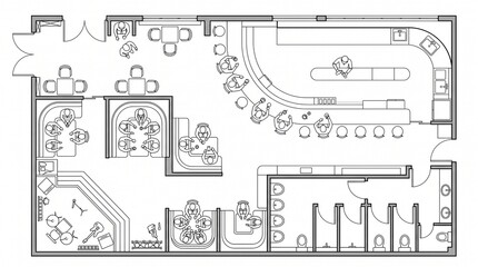 Obraz premium Line Art Floor Plan Illustration