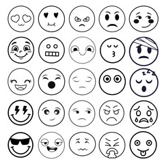 Fototapeta premium Emoji Emoticon Faces Expression Icons Vector Set