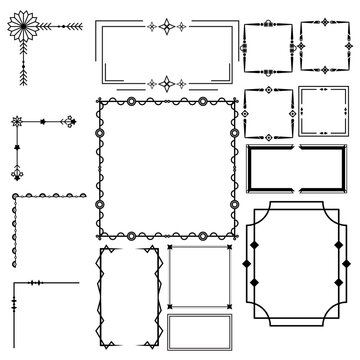 Decorative Vintage Border Frames and Ornamental Line Art Vector Set