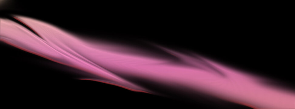 An abstract image featuring vibrant pink and magenta light streaks flowing diagonally across a deep black background. The luminous waves create a dynamic and modern visual effect with soft gradients.