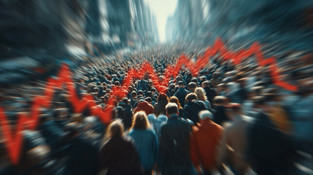Concept of mass panic selling, rapid market sell-off, financial risk, investor fear, price decline, revenue loss, profit reduction, business instability, market volatility scenario, economic 