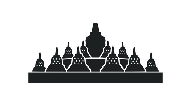 Borobudur Temple Silhouette - Ancient Buddhist Monument Icon