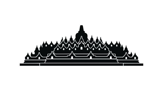 Borobudur Temple Silhouette Icon Vector Art