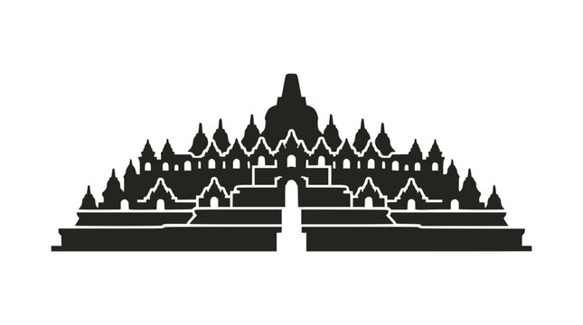 Borobudur Temple Silhouette - Ancient Buddhist Monument Icon