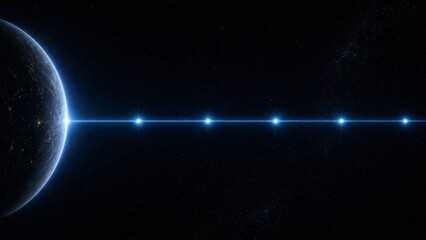 technology background of planet earth in space and glowing tech lines © eliot