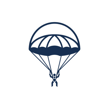 Minimalist Parachutist Skydiving Logo Design