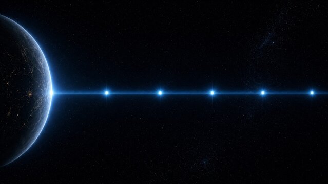technology background of planet earth in space and glowing tech lines