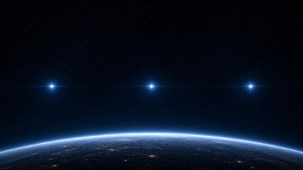 technology background of planet earth in space and glowing tech lines © eliot