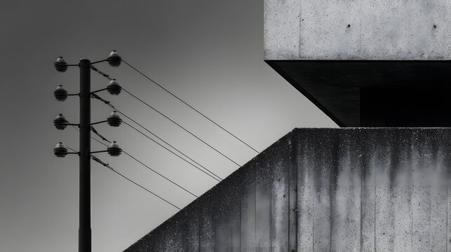 Minimal monochrome composition with diagonal lines and balance 