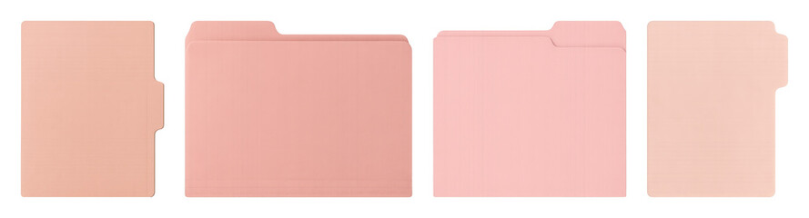 Fototapeta premium PNG Four pink file folders aligned on transparent background