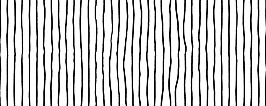 Seamless thin vertical crayon lines pattern, hand‑drawn children&rsquo;s background with rough pencil strokes, black parallel stripes for wrapping paper, banner design, wallpaper and print overlays