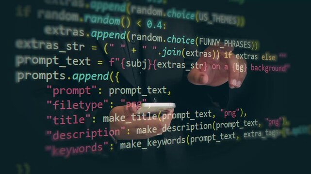 Seamless code and business integration with smartphone and screen coding for digital transformation 4k animation