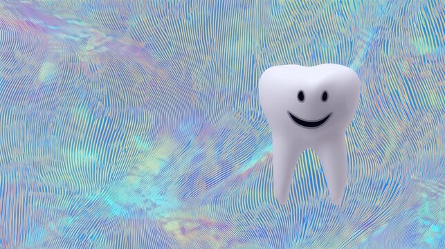 "Healthy white tooth on abstract background with bright smile and dental care concept"