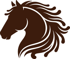 Fototapeta premium Brown Horse Head Silhouette A Stylized Vector Illustration