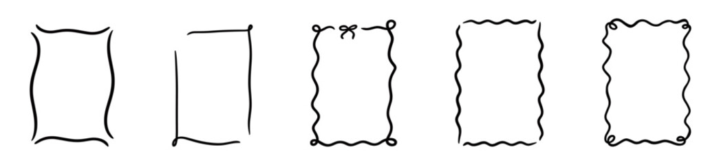 Set of hand drawn wavy line frames for greeting cards and invitation templates © Viktoriia