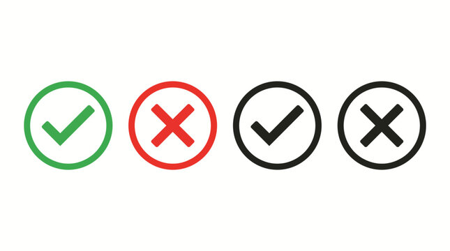 Green and Red Checkmarks and Crosses in Circles.