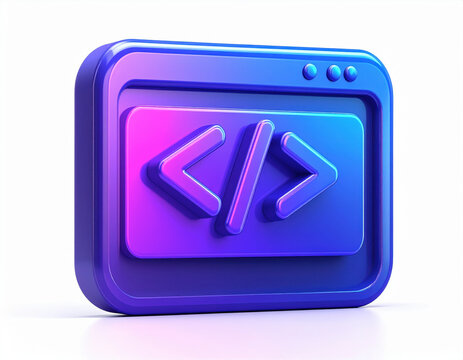 Blue and Purple Code Icon with Brackets Representing Software Development and Programming Technology