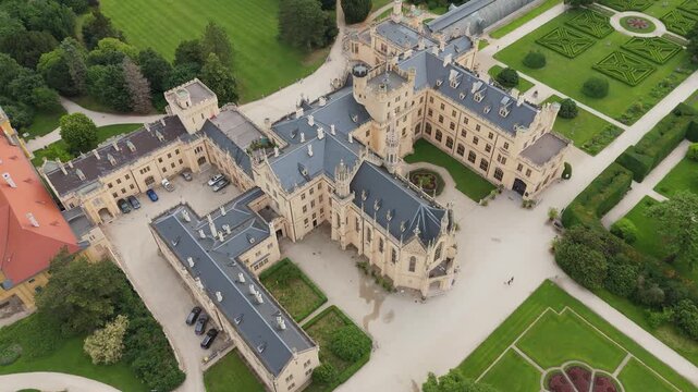 Flight over Lednice Chateau, Czech Republic