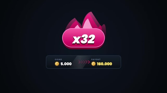Animated slots machine symbols with x32 multiplier payout