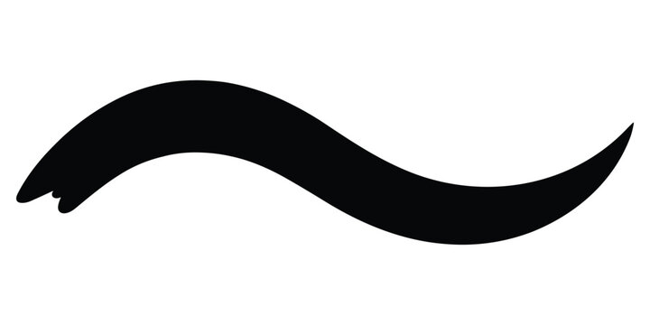 Black simple wavy line or squiggle element isolated on a clean white background minimalist