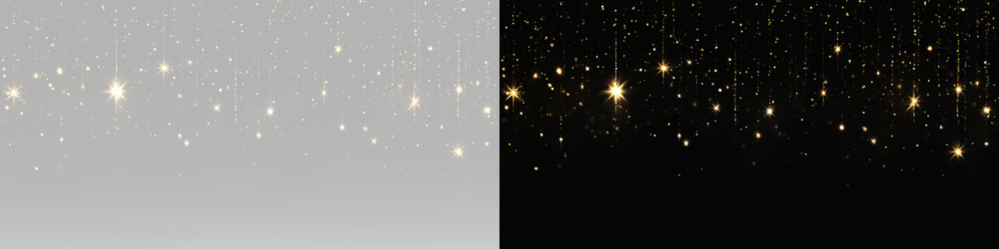 golden fairy lights with glittering confetti and festive decorative sparkle effect