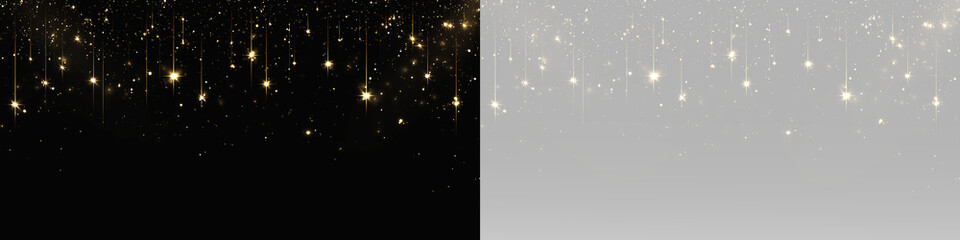 Golden shooting stars falling through the night with sparkling trails and magical celestial light effects © Alehandro