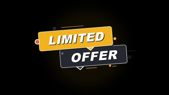Animated limited offer badges on black background