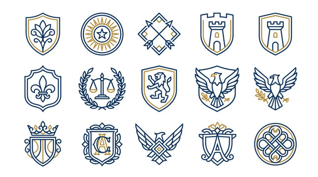 Collection of heraldic emblems and crests.