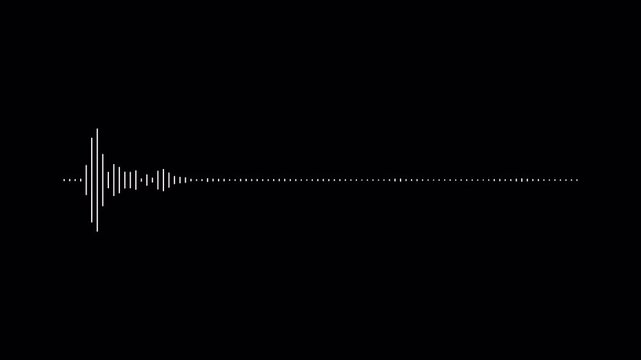 audio wave animation isolated on transparent background, audio wave or frequency digital animation, abstract music sound wave or audio wave from with alpha channel in 4k.
