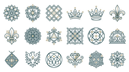 Collection of ornate decorative design elements. © Putri
