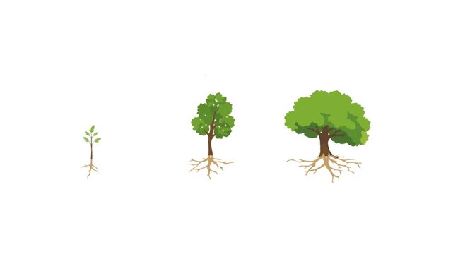 Green plant isolated on white flat design character video motion suitable to your tree, plant, brand, display, advertise, template, fresh, go green, grow, tree day, mascot, cartoon, and more