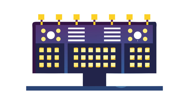 Purple computer screen with yellow buttons