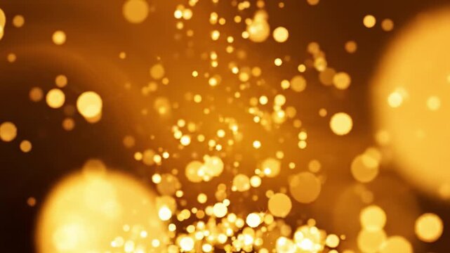 A Mesmerizing Display of Shimmering Golden Lights and Sparkling Particles Creating a Dreamy Atmosphere in Vibrant Motion