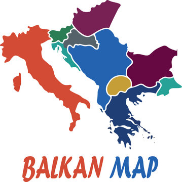 balkan map logo icon vector white background .