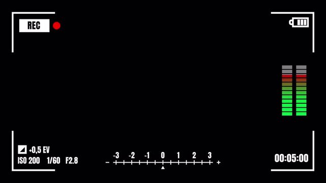 Digital Camera Viewfinder HUD Overlay with Recording Interface and Settings Display 4k video animation seamless loop