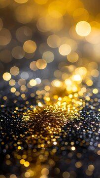 Sparkling Golden Bokeh Lights Background.