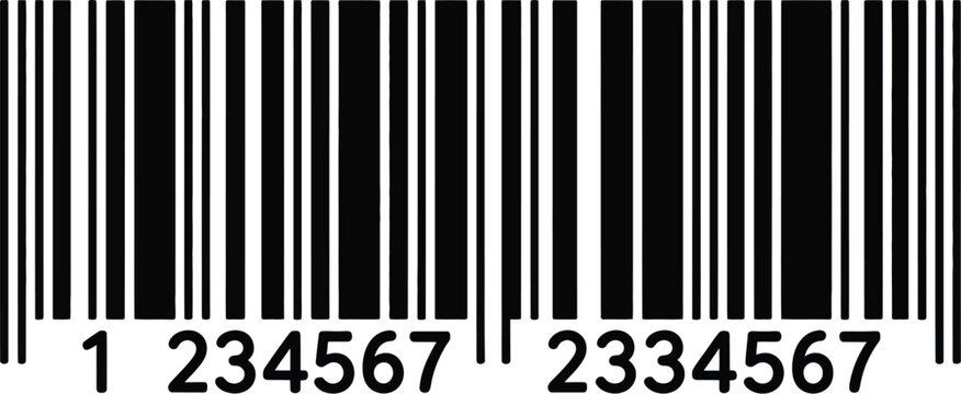 EAN 13 barcode, GTIN product identification code symbol for retail scanning inventory tracking and global product packaging system concept design.