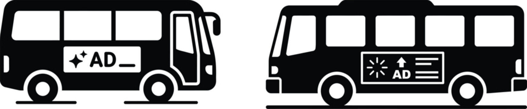 Modern Public Transport Van with Advertising Decals Parked on Urban Street
