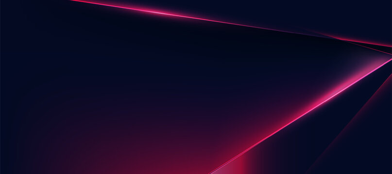 Abstract Dark Neon Pink Red Light Ray Geometric Banner Background Technology
