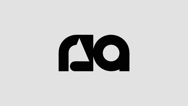 Abstract letter combination forming a stylized 'RA' logo or monogram with modern rounded shapes.