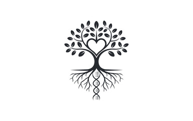 Naklejka premium Heart Tree Logo Design Family Health Wellness Emblem