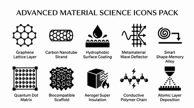 Advanced Material Science and Chemical Nanotechnology Vector Icon Pack