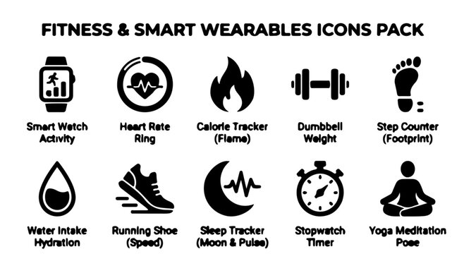 Fitness Tracking and Smart Wearable Device Vector Icon Pack
