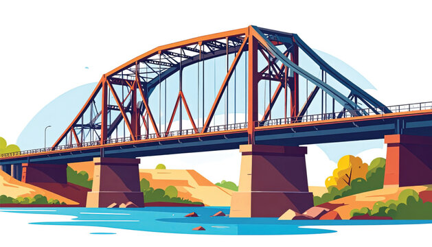 Steel truss bridge over waterway.
